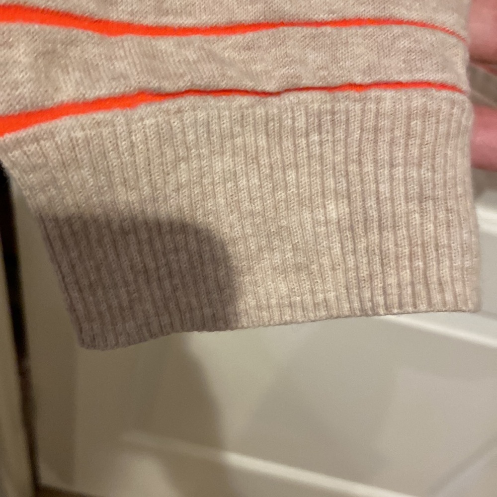 Madewell Striped Beige & Bright Orange Striped light sweatshirt. Very Cute! - Picture 5 of 13